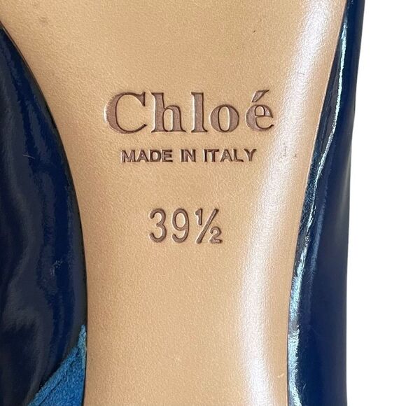 Chloe Leather High Heel Pointy Toe Pumps Shoes Made In Italy Blue 39.5 - Picture 9 of 15
